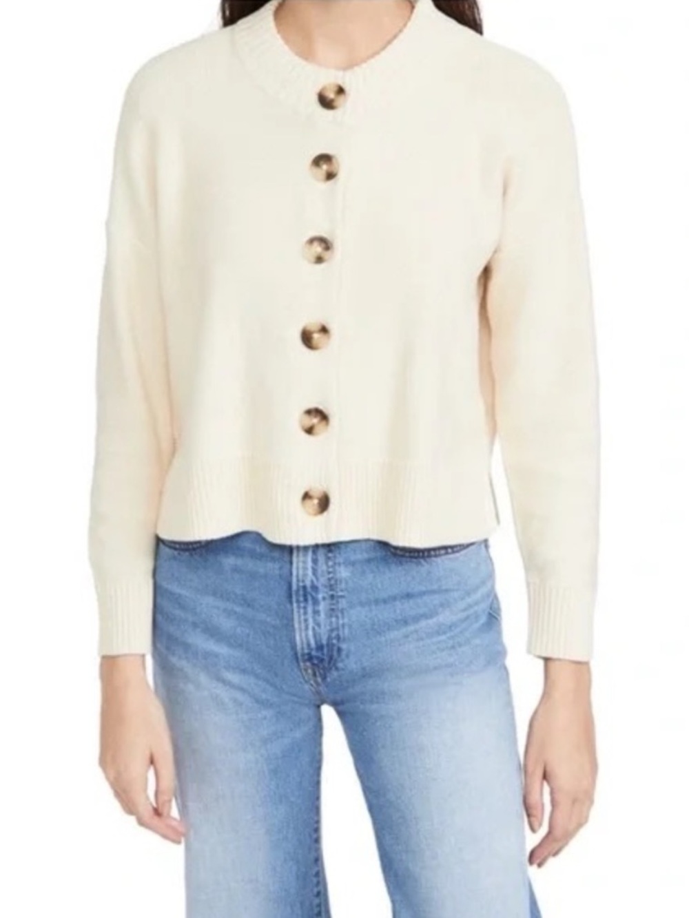 Madewell Broadway Cardigan Sweater Cream 100% Cotton Button Front Size S - Picture 4 of 16